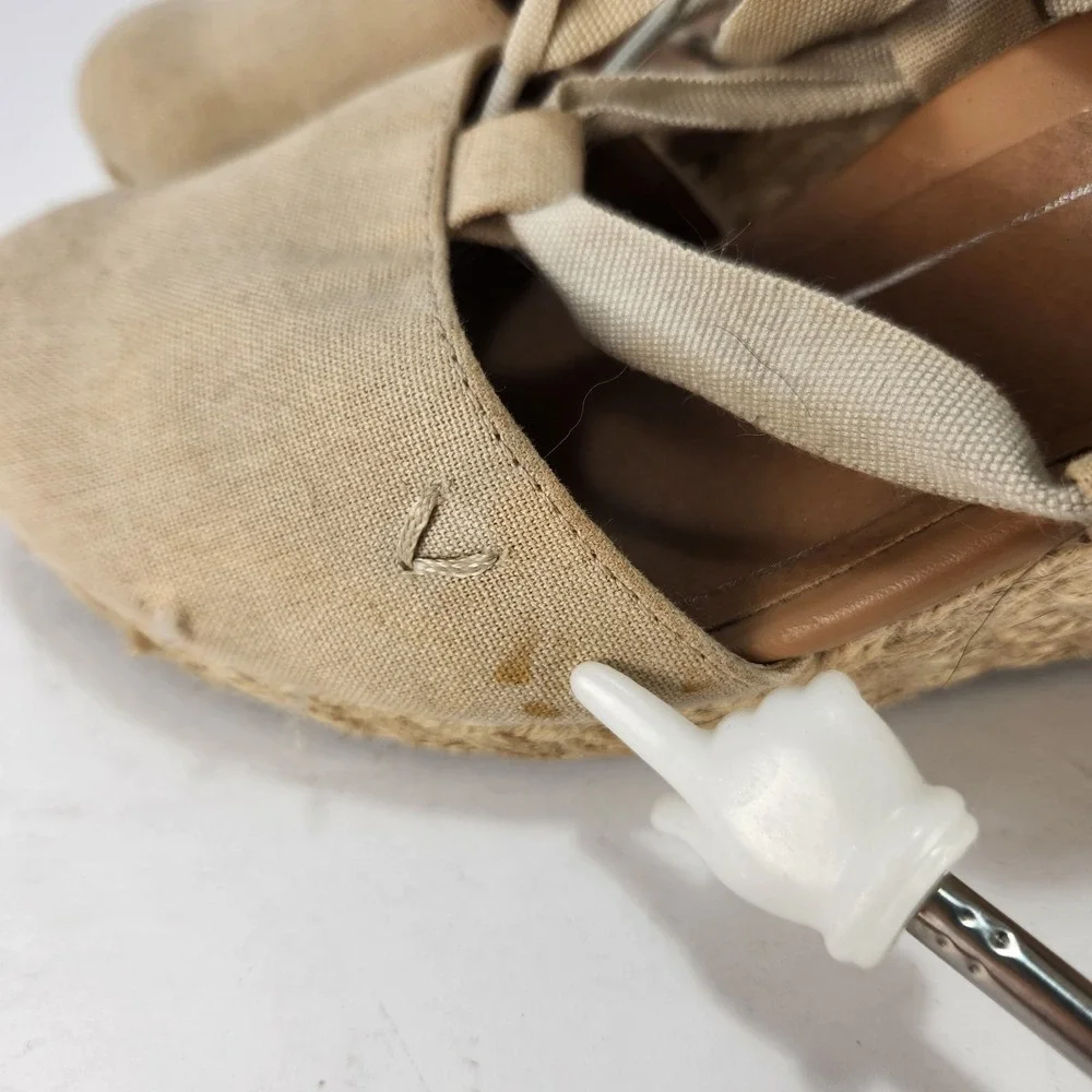 Vionic Women's‎ Preppy Lace-up Platform Wedge Sandals Beige Size 6.5